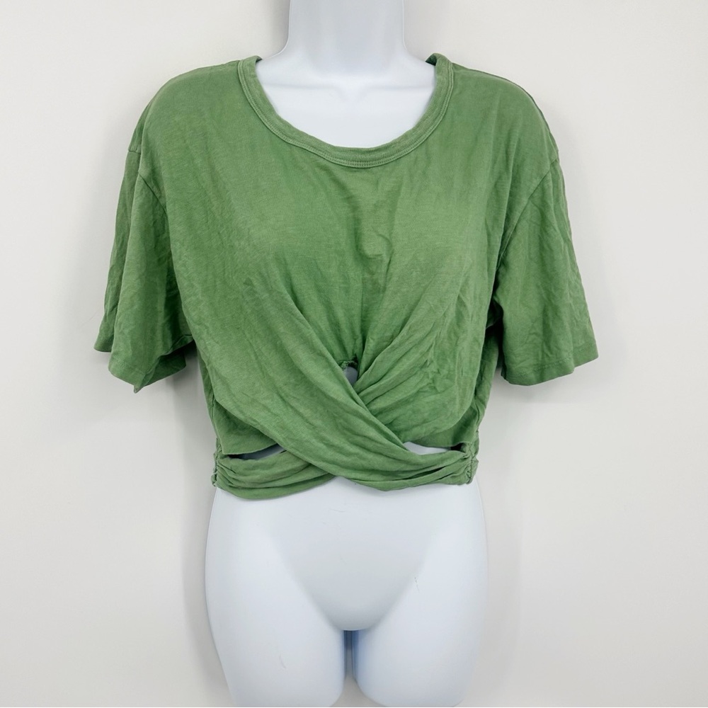 Aerie Green Spin Wrap Cropped Tee Size Medium